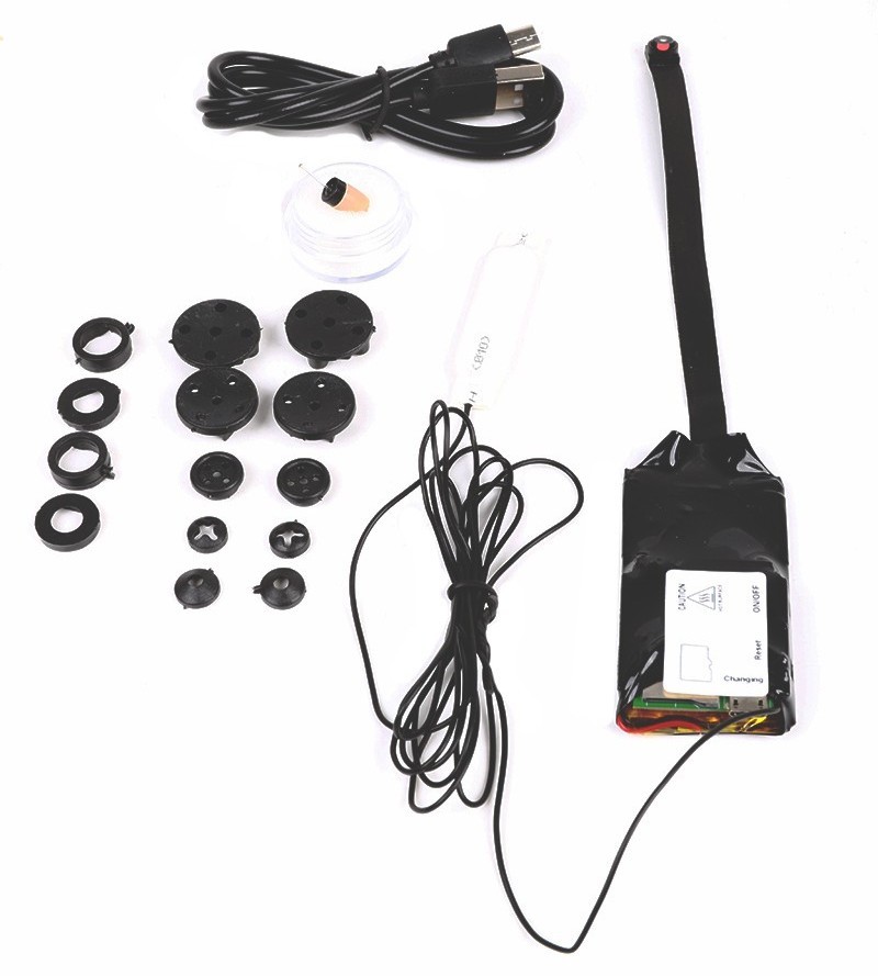 pinhole-camera met knop + spionage-oortje voor tekstexamens