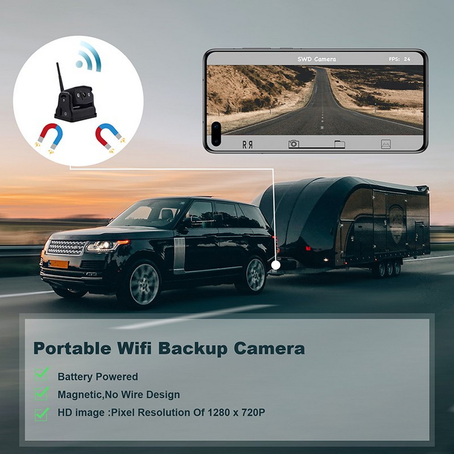 WiFi achteruitrijcamera HD 720P met magneet voor mobiele app