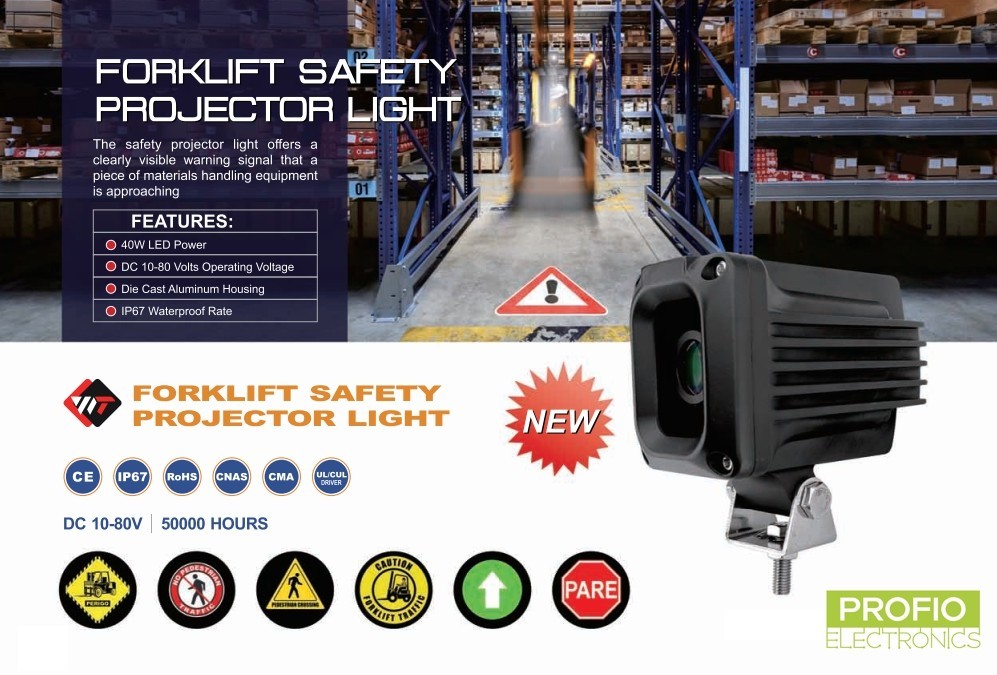 GOBO projector voor heftrucks 10-80V met IP67 - 30W projectie