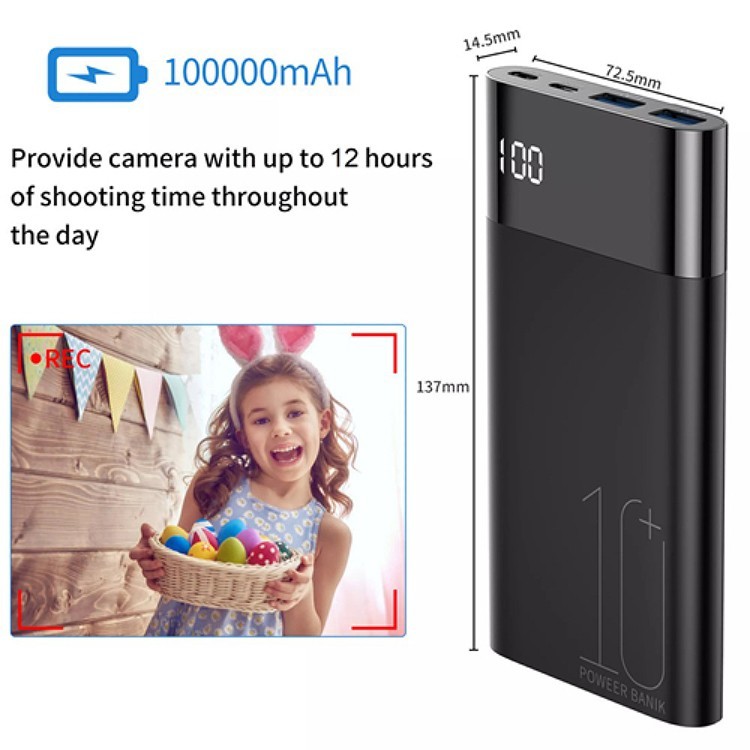 4K resolutie camera in externe batterij 10000 mAh