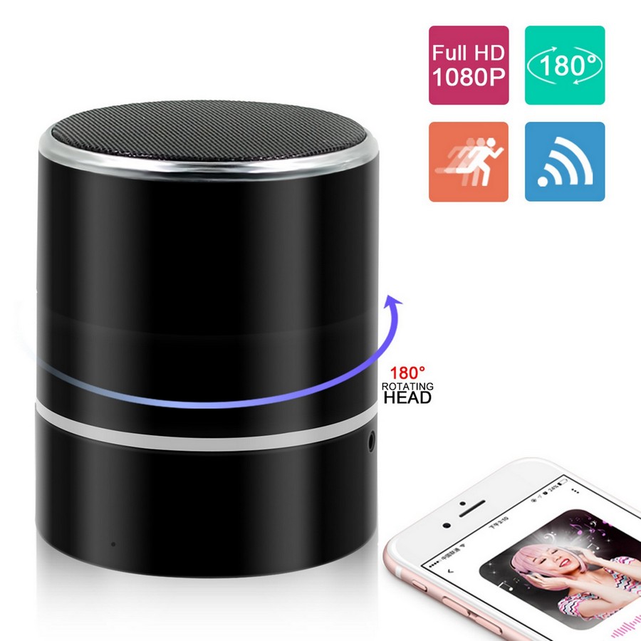 Bluetooth speaker met FULL HD Wifi P2P roterende camera