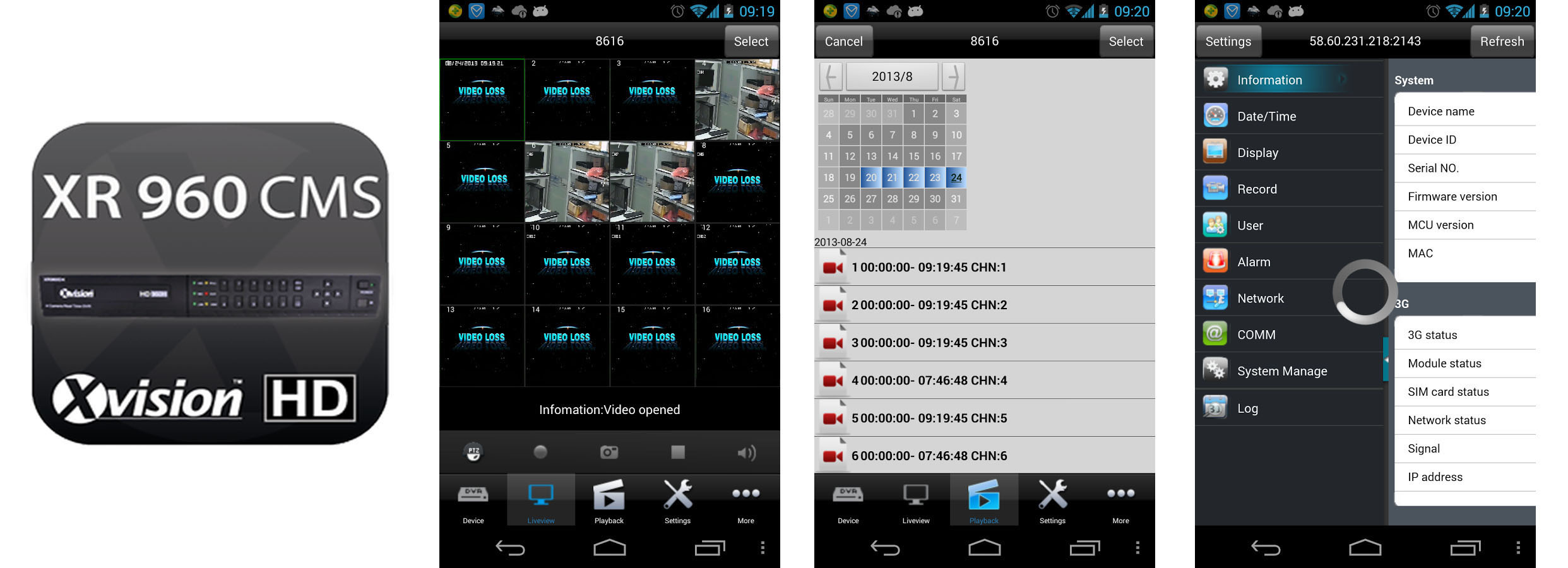 Aplikacia XR 960 cms voor mobiele telefoons
