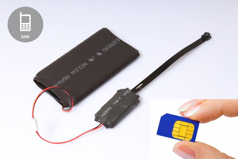 Gsm spy pinhole camera op sim en sd kaart