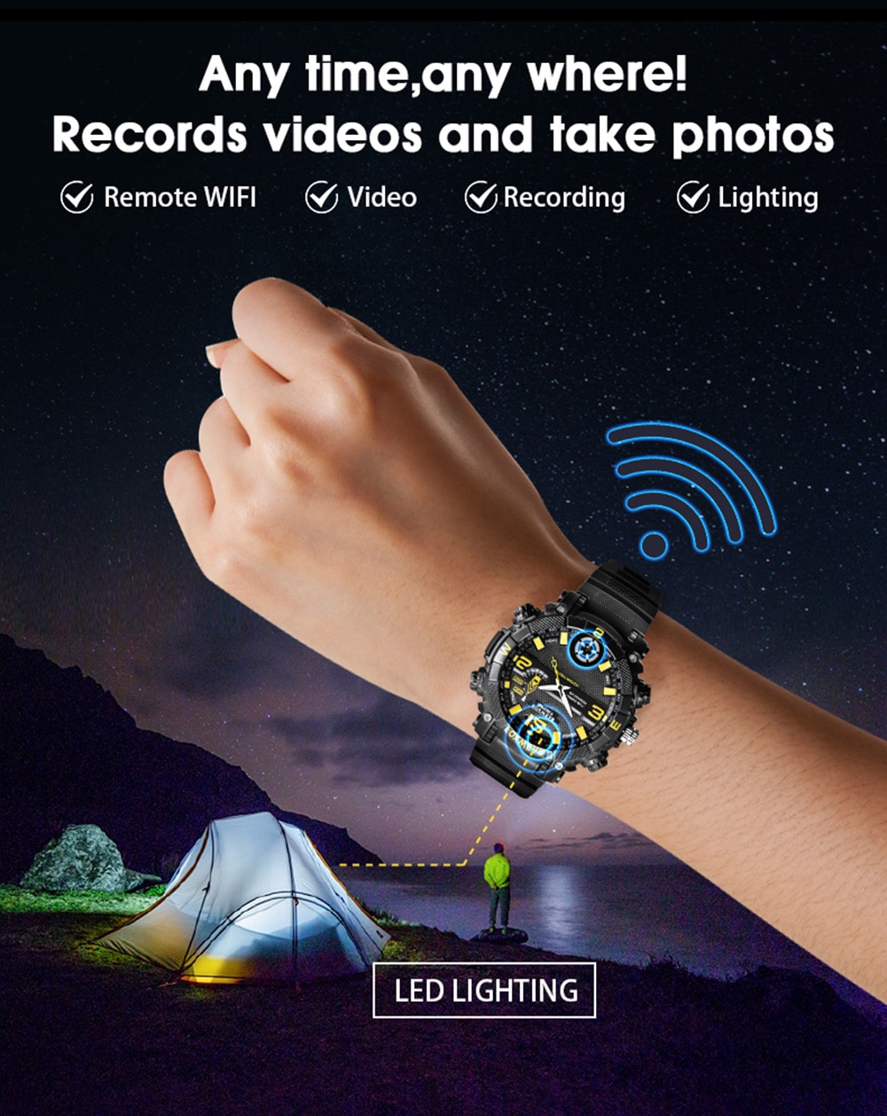 Wifi spy horloge camera