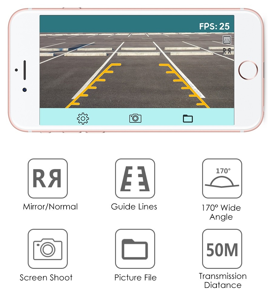 draadloze parkeercamera voor auto mobiele app