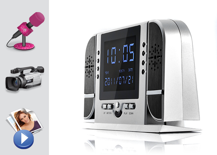 LCD wekker met camera + bewegingsdetectie + nacht IR LED