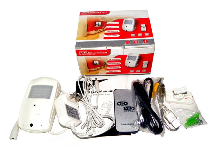 Spy camera met IR LED - permanente opname + bewegingsdetectie