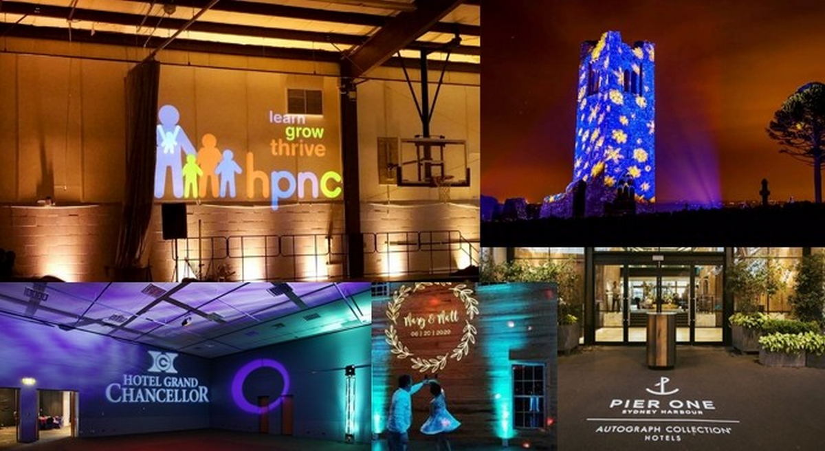 projector gobo reclame logo op gebouwen